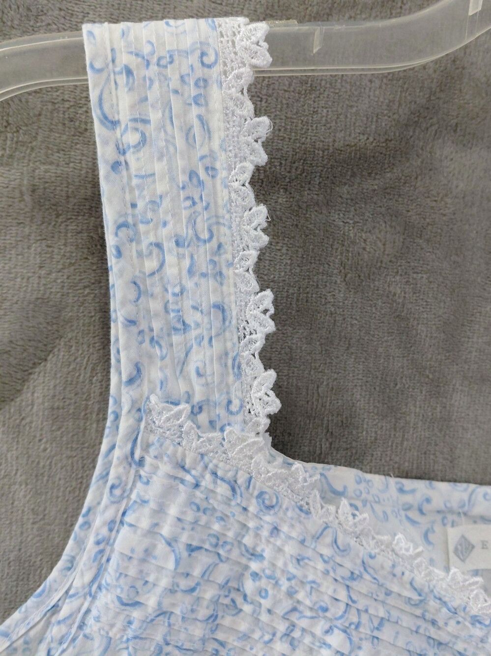 Eileen West Pintuck Nightgown Women's 1X Blue Dainty Cottagecore Cotton Ballet - Picture 3 of 8